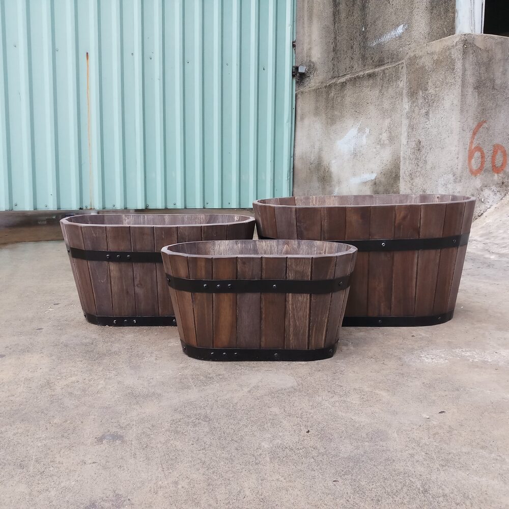 Oval Wooden Planter Set - Espresso (3-Size)