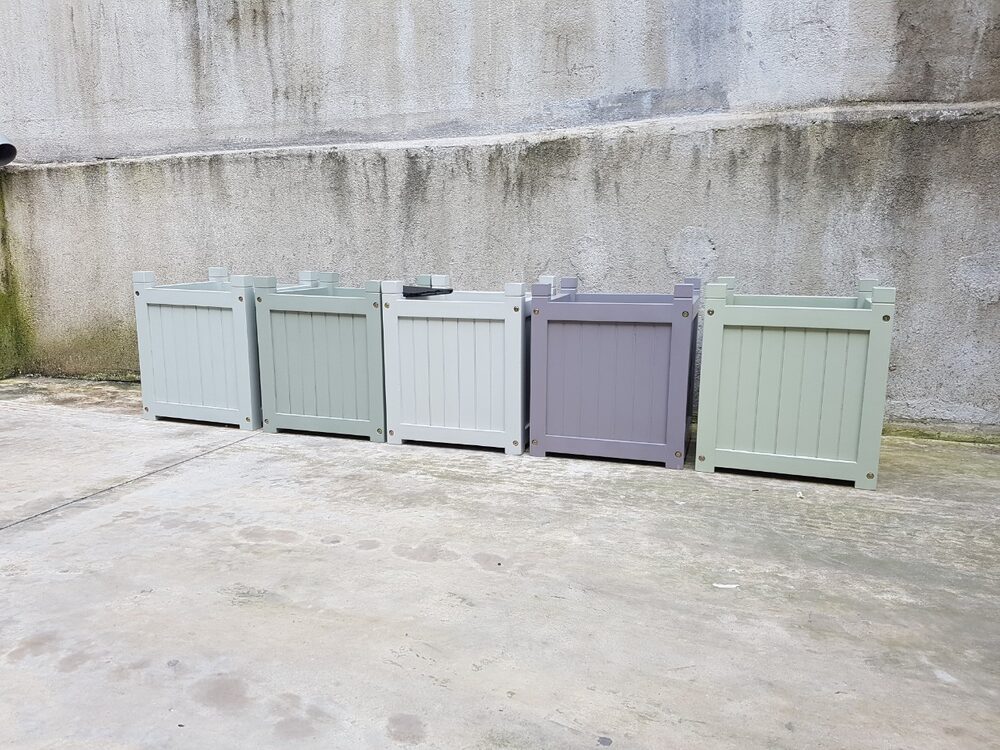 Square Wooden Planter Set - Pastel Painted (5-Piece)