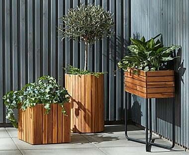 Square Wooden Planter with Stand