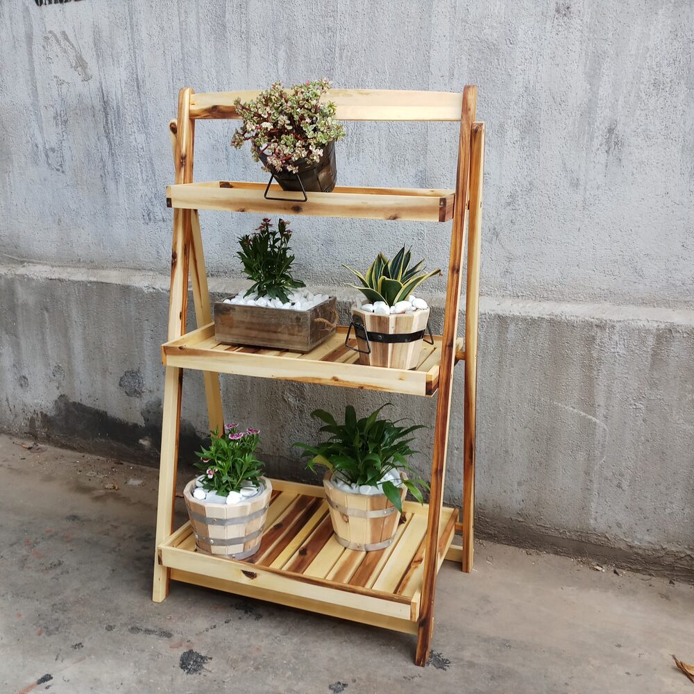 Wooden Ladder Plant Stand (3-Tier)