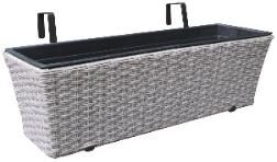 Rattan Rectangular Railing Planter (Grey)