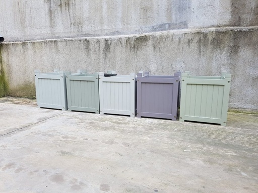 [planter_08] Square Wooden Planter Set - Pastel Painted (5-Piece)