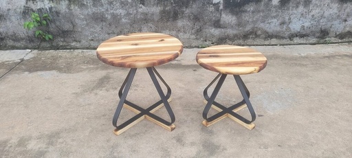 [planter_25] Wooden Round Side Table Set
